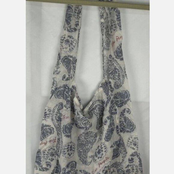 Free People Blue Paisley Linen Cloth Lightweight Shopping Tote Bag Reusable Boho - Picture 3 of 4